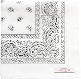 Soophen Paisley One Dozen Cowboy Bandanas (White 22 X 22 in , 12-Pack)