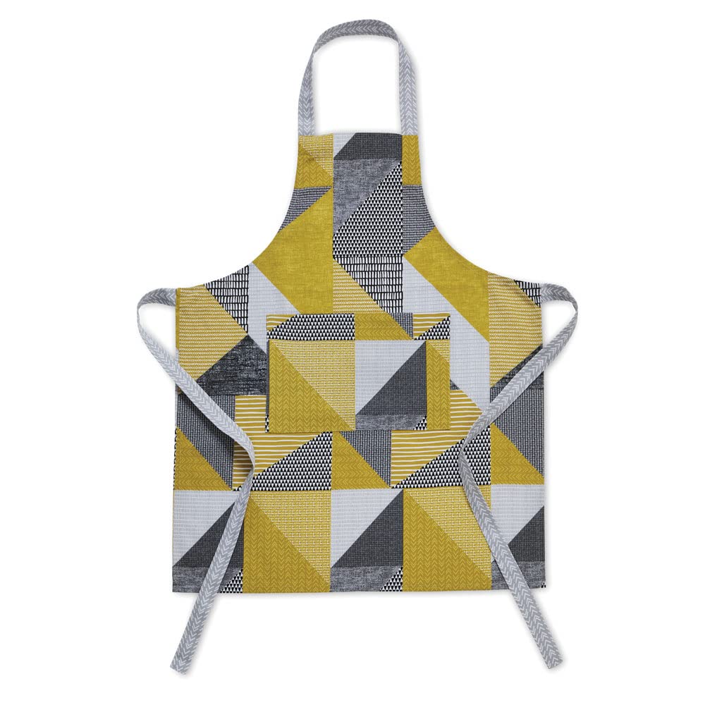 Catherine Lansfield Larsson Geo Apron Ochre,Double Oven Glove,KT/44750/W/APR/OC