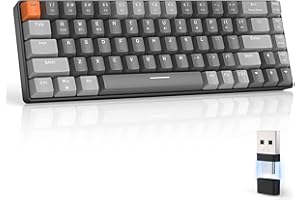 ZIYOU LANG RK68 60% Wireless Mechanical Keyboard,Bluetooth 5.0/2.4Ghz Dual Mode Receiver,Hot-Swappable mini 68-Key,Retro Color Keycaps,Clicky Blue Switch,Ultra Power Saving for PC PS4 Xbox iPhone ipad