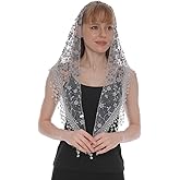 LMVERNA Triangle Lace Mantilla Veil Tulle Scarf Covering Church Veil for Mass Wedding Bridesmaids