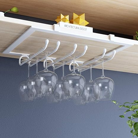 Amazon 穴あけ不要 ワイングラスホルダー 吊り下げ ワイングラス ホルダー ワイングラスとシャンパングラスを吊るす 3 4 5 6列のフックレール 白 金 黒 青銅 グラスホルダー オンライン通販