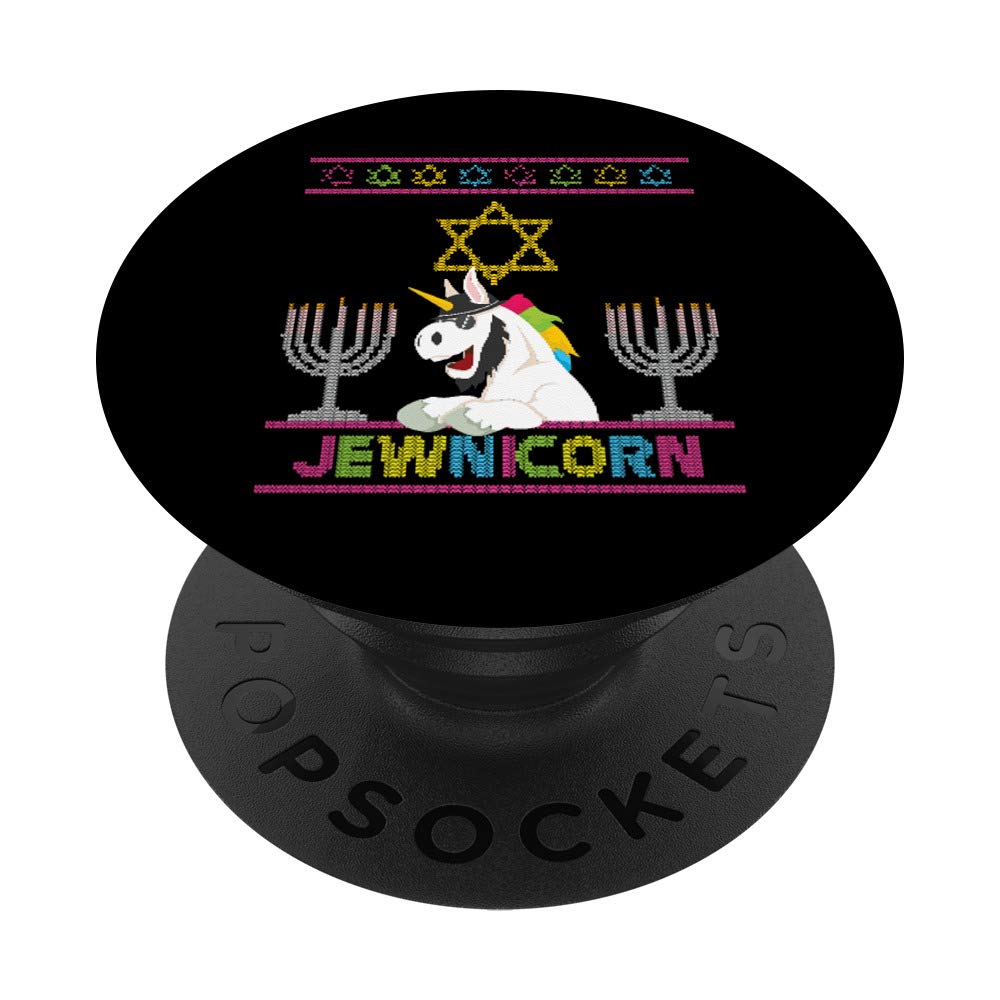 Jewnicorn Jewish Unicorn Hanukkah Ugly Christmas Sweater PopSockets Swappable PopGrip