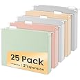 SUNEE Hanging File Folders Letter Size, Pastel Colors, 25 Count Letter Size File Folders with 1/5-cut Tabs, Heavy Duty 2 Inch Expansion, Stay Organized for Your Home and Office Bulk File
