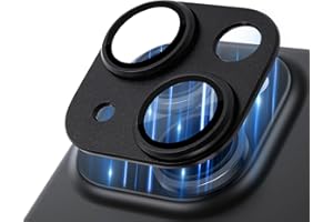 MONASAY Camera Lens Protector compatible for iPhone 15/iPhone 15 Plus[Strong Adhesion][Scratch Resistant] Full Coverage Matte Metal Tempered Glass Camera Cover Film, Black