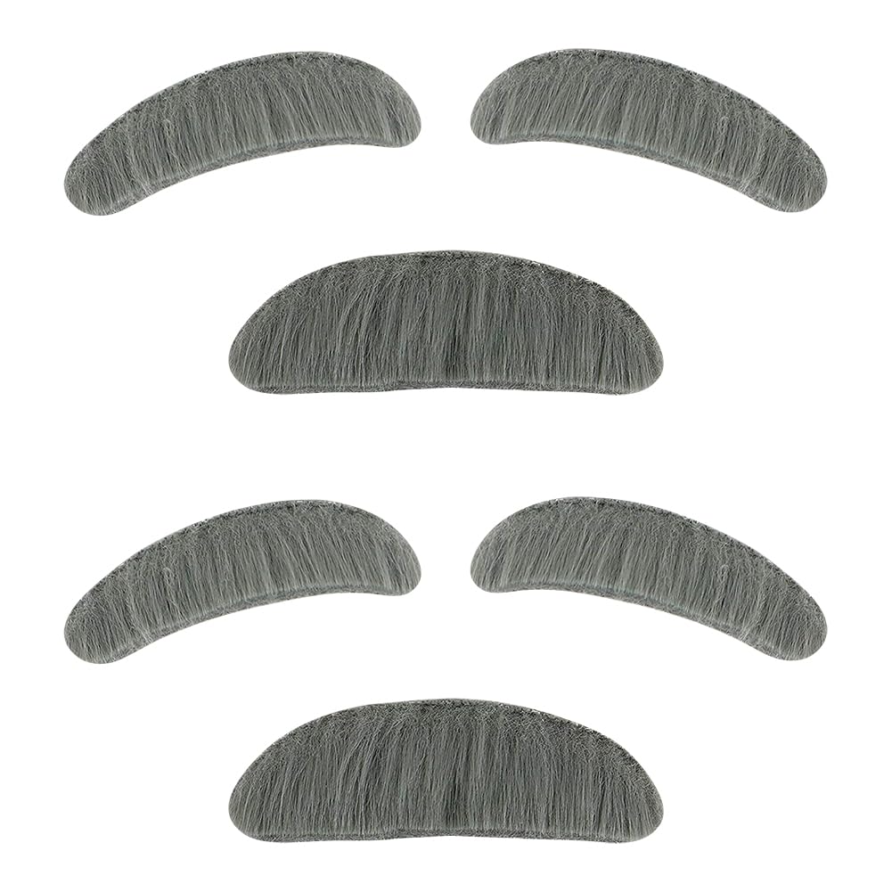 FSSTUD 6 Pcs Old Man Mustache and Eyebrows Small False Facial Hair Fake Eye Brows Beard Self Adhesive Mustaches Old Men Dress Up Costume