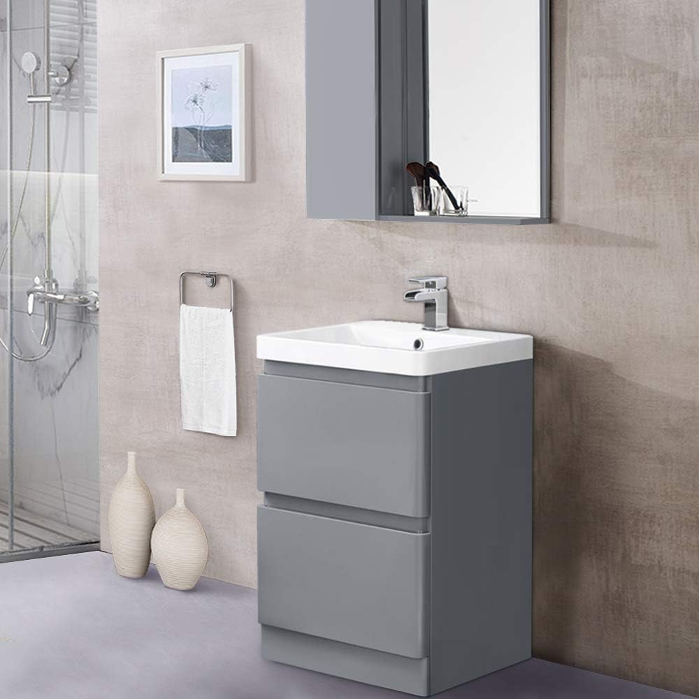 Nrg 600mm Gloss Grey Modern Bathroom Floor Standing Vanity Basin