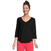 Mod-O-Doc Women's 3/4 Sleeve V-Neck Tee with Curved Hem