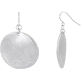 Dauplaise Jewelry Dangle Earrings for Women, Drop Earrings with Minimalist Hammered Disc Design