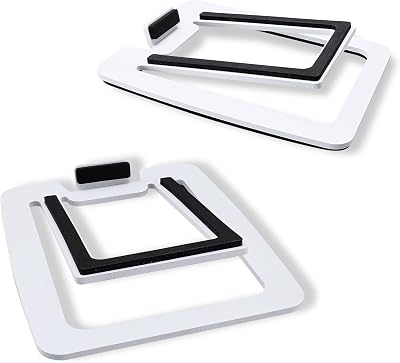 Sanyun SW601 Tilted Desk Speaker Stands Pair White 15° 2-3 inch Speakers