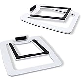 Sanyun SW601 15° Tilted Desk Speaker Stands for Compact 2''-3'' Computer PC Bookshelf Monitor Speakers, Steel Metal Base & Damping Foam Padding (Pair, White)