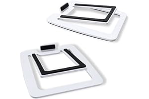 Sanyun SW601 15° Tilted Desk Speaker Stands for Compact 2''-3'' Computer PC Bookshelf Monitor Speakers, Steel Metal Base & Damping Foam Padding (Pair, White)