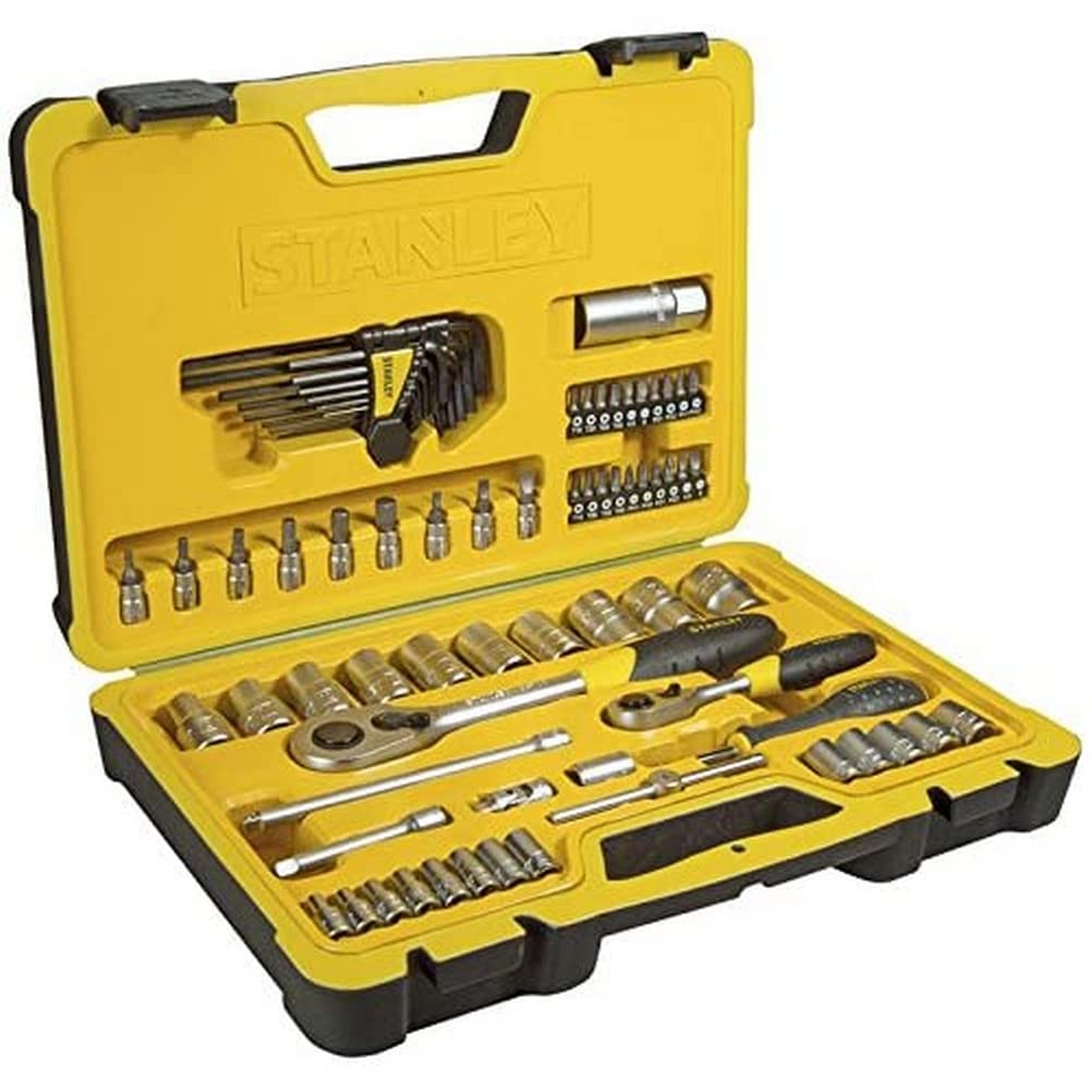Stanley STHT0-73927 Socket Wrench, Silver, 1/2/1/4-Inch, Set of 75 Piece