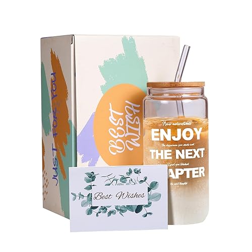 NUYIZOG Coworker Leaving Gift for Women, Men - Farewell for Coworkers, Friends - Glass Cup, Goodbye, Retirement - 16 Oz Coffee Glass