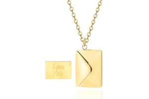 SHINYY Envelope Love Letter Necklace for Women Stainless Steel Love You Secret Gift Message Engraved Locket Jewelry Pendant Couples and Family