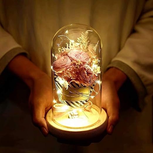 Amazon Co Jp プリザーブドフラワー Ledライト付き ギフト 枯れない花 母の日 永遠の花 バラ 花 プロポーズ 記念日 結婚祝い 誕生日 ラッピング済み 手作り メッセージカード付き プレゼント Sathiyo ホーム キッチン
