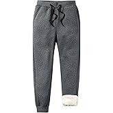 HUGYOIU Men's Winter Warm Sherpa Lined Active Thermal Jogger Fleece Sweatpants Track Pants