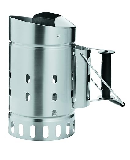 RÖSLE Anzündkamin, Edelstahl 18/10, Funkenschutz, Griff mit Hitzeschutzblech, Haltebügel