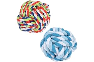 Awgusu Dog Rope Ball 2Pack - Medium Breeds Knot Ball Rope Toys for Puppies to Medium Dogs, Teething Chewing, Tug and Boredom Relief