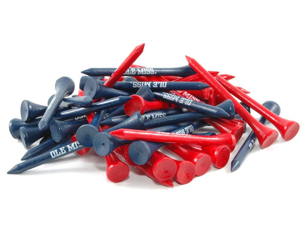 Team Golf NCAA Ole Miss Rebels 2-3/4" Golf Tees, 50 Pack, Regulation Size, Multi Team Colors