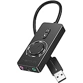 VENTION Tarjeta de sonido USB, tarjeta de sonido estéreo externa con control de volumen, adaptador de audio USB a conector de