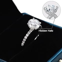 SMILEST 2ct Round Engagement Rings for Women, 14K