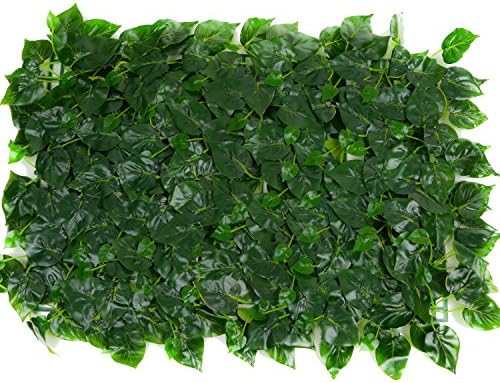 Evergreen Leaf Greenery Panel - Set of 2. 24" x 16" Artificial Grass, Boxwood Style with zip ties for easy Installation.