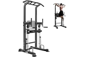 Soges Power Tower Pull Up Bar Station Adjustable Height Dip Stand Multi-Function Strength Training Fitness Workout Station fo