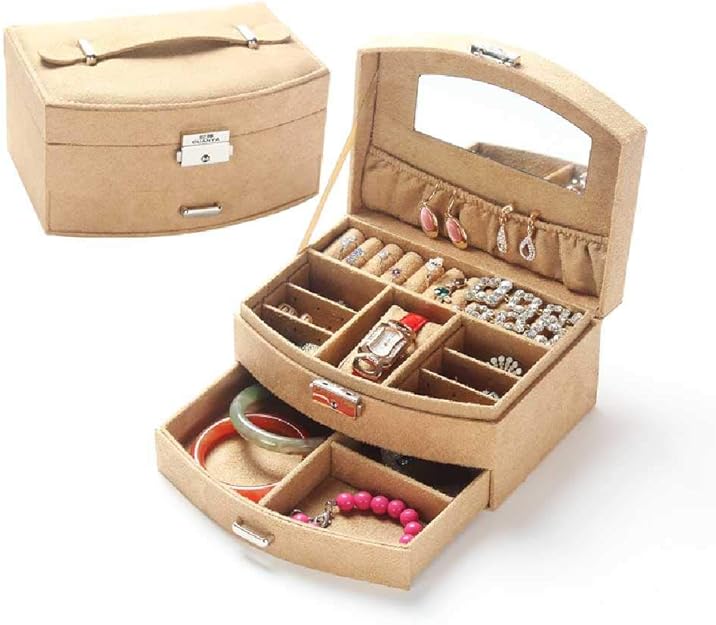 Mityy Jewelry Box Jewelry Box with Lock Drawer Double Jewelry Box