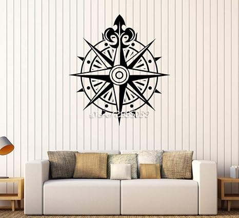 Brújula Rosa De Los Vientos Vinilo Adhesivos De Pared Océano Náutico