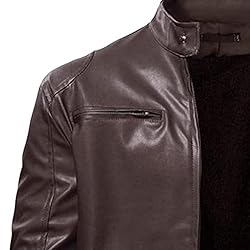 SWJGLITTR Men Slim Fit Motorcyle Leather Jacket