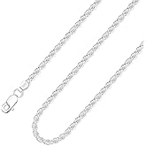 GLIVEOR 925 Sterling Silver Clasp 2.5mm Rope Chain for Men Women Diamond Cut Chain Necklace 16 18 20 22 24 26 30 Inches