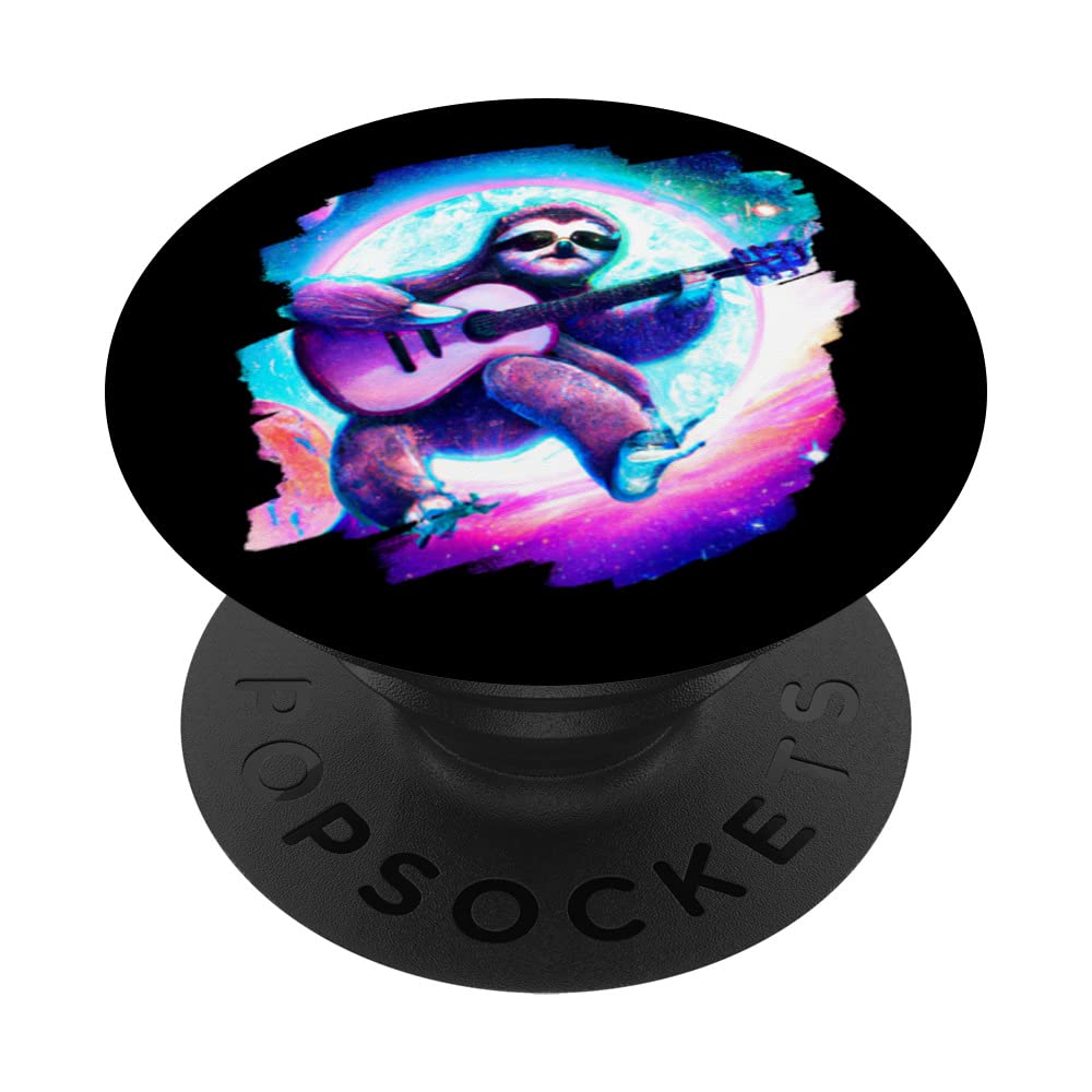 Sloth Playing Guitar in Space Outer Space Music Sloth PopSockets Swappable PopGrip