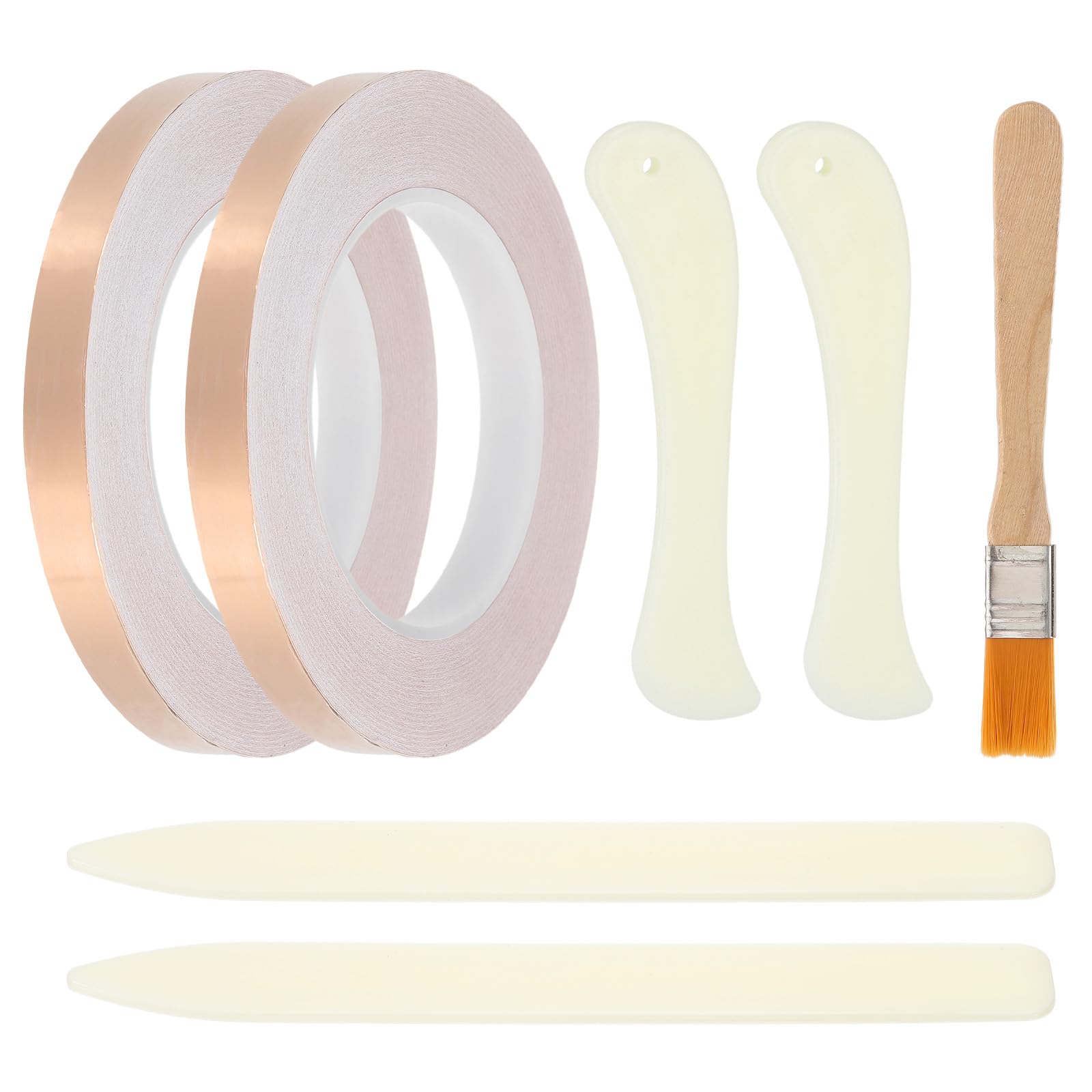 PATIKIL 36 Yard 1/2 Inch Copper Foil Tape,2 Roll Copper Tape with Single-Sided Conductive Stained Glass Foil Tool with Scraper and Brush for Stained Tools DIY Crafting