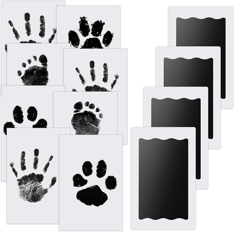 Nabance Inkless Hand & Footprint Kit 4 Pads 8 Cards Baby Pet Paw Print