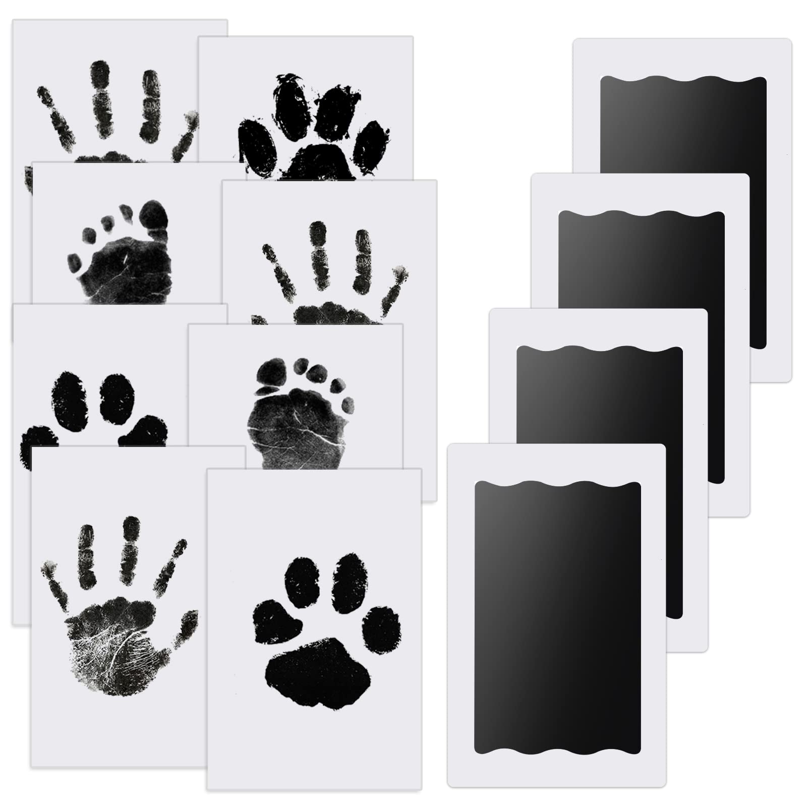 Nabance Inkless Hand & Footprint Kit, 4 Baby Inkless Print Pads, 8 Imprint Cards, Dog Paw Print Kit, Baby Imprint Kits Safe Non-Toxic, Pet Paw Stamp Pads, Pawprint Keepsake Kit - Black