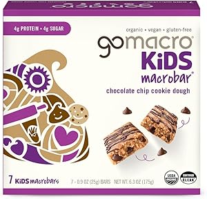 Gomacro, Macrobar Kids Chocolate Chip Cookie Dough Organic 7 Count, 6.3 Ounce