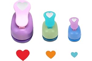 3Pcs Craft Heart Punch DIY Handmade Paper Puncher, Random Color（3 Sizes）