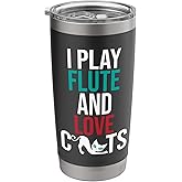 I Play Flute And Love Cats - Flute Flutist Marching Band Stainless Steel Insulated Tumbler