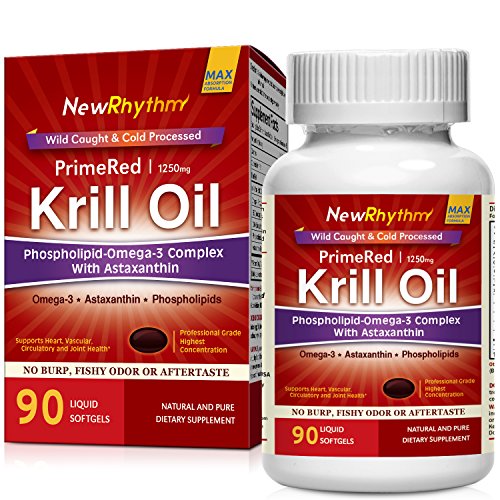 NewRhythm Krill Oil, 1250mg High Potency, Pharma Grade 90 Softgels