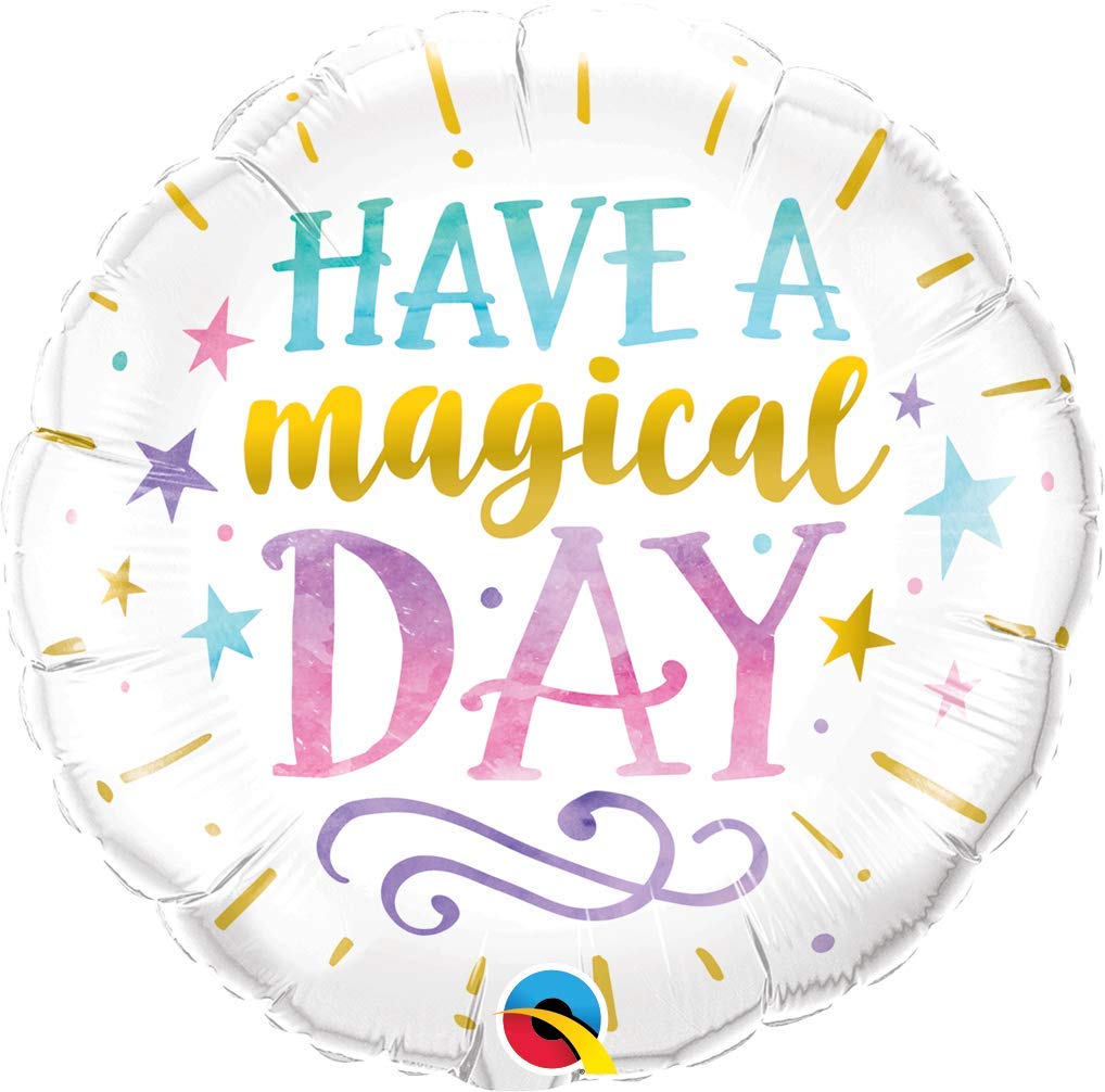 Qualatex 57262 Round Birthday Have a Magical Day Latex Balloon, 18-Inch
