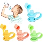 Lwuzkdo Water Bottle Spout Adapter for Toddlers, 4 Pack No Spill Water Bottle Topper, BPA-Free Silicone, Leakproof, Reusable &amp; Easy-to-Use, Travel Toddler Essentials