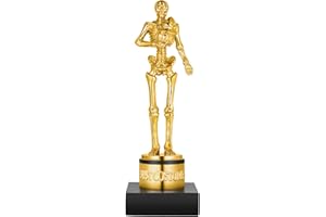 Toyvian Halloween Best Costume Skeleton Trophy Awards: 8.5" Resin Golden Bones Game Awards, Costume Contest Event Trophy for Kids Adults Halloween, Skull Party Favor, School Classroom Rewards Treats