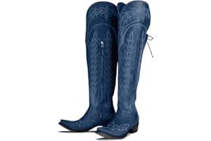 Atuelang Cowboy Boots for Women Thigh High Cowgirl Boots Wide Calf Western Embroidered Over The Knee Boots