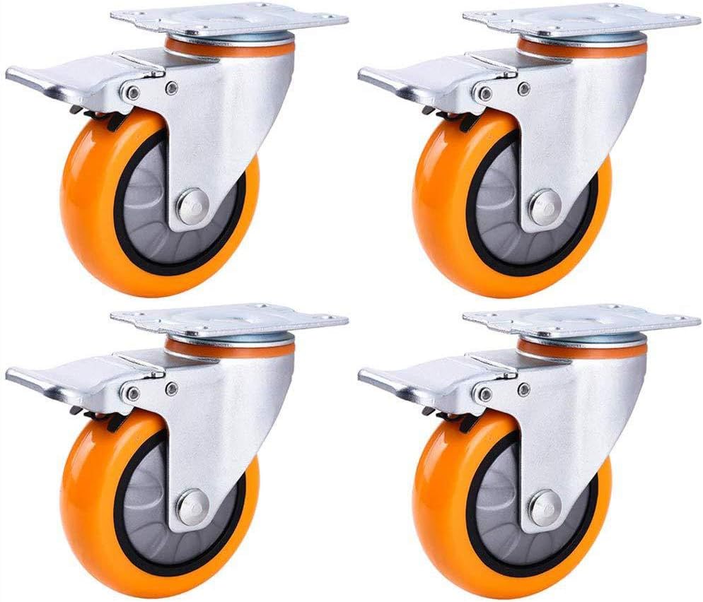 NFJ 4X Ruedas Giratorias para Muebles Ruedas Pivotantes Goma con Placa