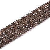 Natural Smoky Quartz 4mm Faceted Round Beads Loose Beads 16 Inch for Jewelry Making Beads