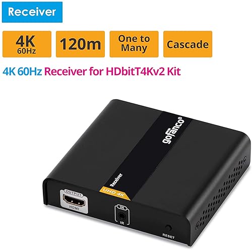 gofanco [4K 60Hz] HDMI 2.0 Additional Receiver Box (Part# HDbitT4Kv2-RX) for HDMI Extender Kit (Part# HDbitT4Kv2) gofanco [4K 60Hz HDMI 2.0 Additional Receiver Box (Part
