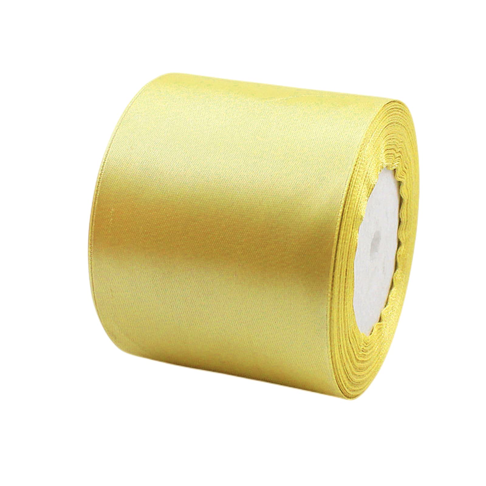 POPOYU Wide Light Gold Satin Ribbon 75mm (2.9 Inch) Ribbons Roll Fabric Thick for Gift Wrapping, 23m Thick Silk Ribbon for Crafting, Wedding Car, Hair Bows, Bouquets, Cake,Halloween Christmas Party — image 1