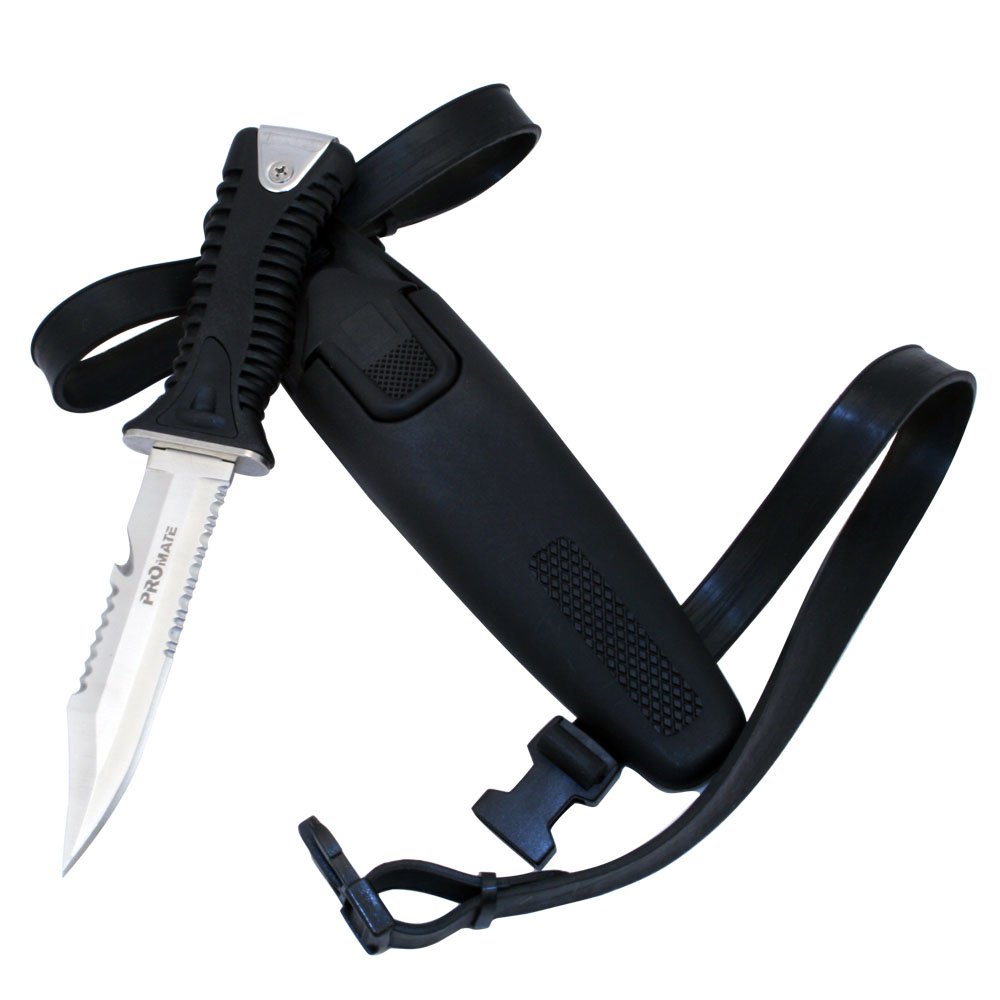 Scuba Diving Stainless Steel Sharp Tip Knife, 5 1/4" Blade Divers Knives And