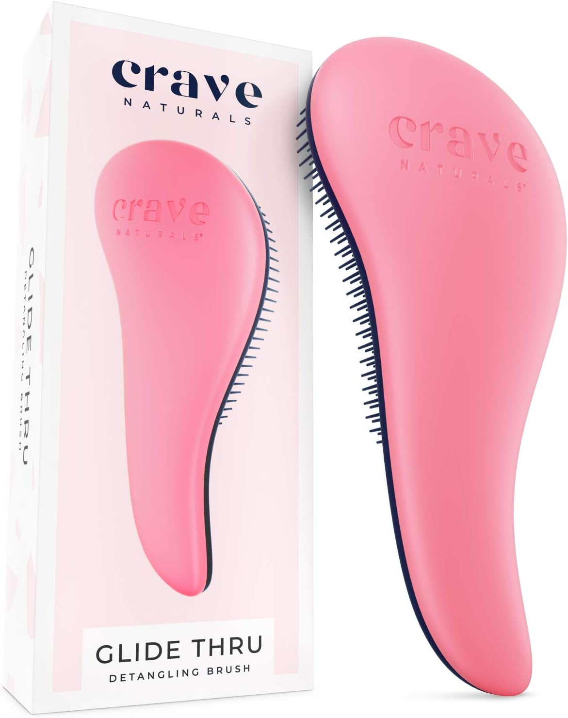 Detangling Brush - Glide Thru Detangler Hair Comb or Brush - No More Tangle - Adults & Kids - Pink