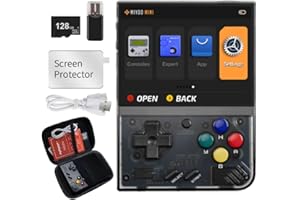YIMIDO Miyoo Mini Plus Portable Game Console 3.5 Inch Retro Handheld Game Console Support 10,000+ Games, with Storage bag (Black 128G)
